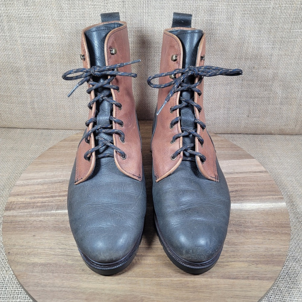 Munro Sport Women's Lace-Up Leather Ankle Boots Brown Black 9W Made in USA - Picture 2 of 9